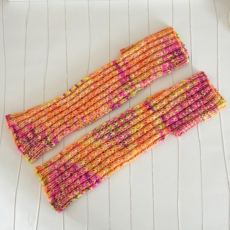 Yogasocken Legwarmer Stulpen Neon Orange Pink Gelb Verlauf 