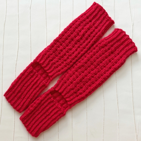 Yogasocken Fußwärmer Rot in Waffelmuster gestrickt Größe 36-41
