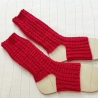 Yogasocken Fußwärmer Rot in Waffelmuster gestrickt Größe 36-41