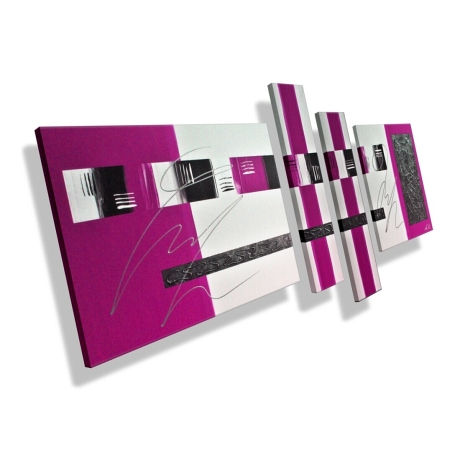 MK1 Art Bild Leinwand Abstrakt Kunst Malerei Acrylbild pink weiß