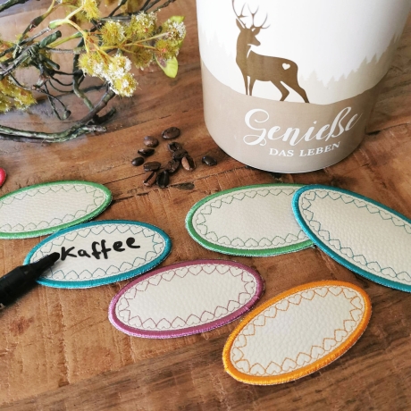Beschreibbare Aufkleber Herz 12x Stickdatei einzeln und mehrfach