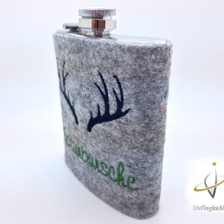 Flachmannhülle * Platzhirsch * Hülle Flachmann Filz Jäger