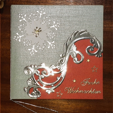 Weihnachtskarte frohe Weihnachten Festtags-Karte Rot & Silber