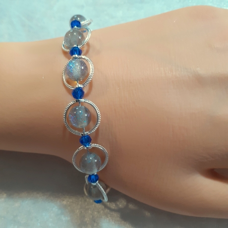 Mystisches Armband Schmuck Rauchgrau mit Blau Universum