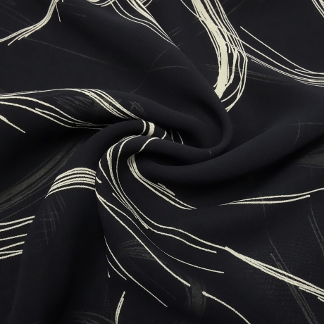 Stoff Viskose Chiffon Georgette abstrakt Kreise schwarz vanille
