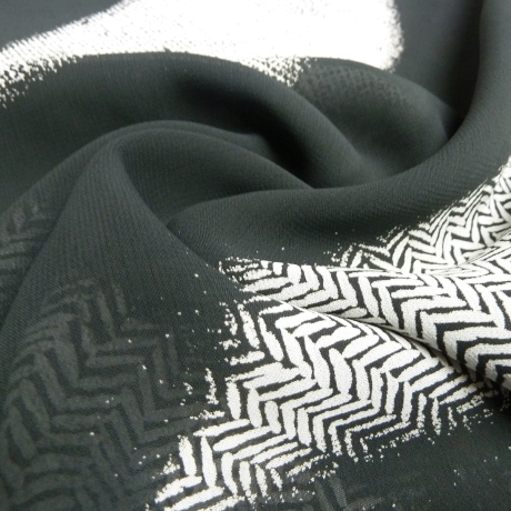 Stoffe Viskose Chiffon Georgette geometrischen Muster grau weiß