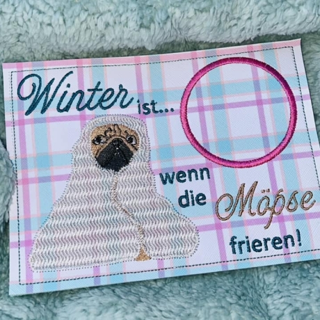 Ferberline Stickdatei MugRug Set Wintermops ab 10x10