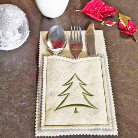 8x Stickdatei Bestecktasche Tanne ab 10x10cm stickdirwas