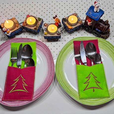 8x Stickdatei Bestecktasche Tanne ab 10x10cm stickdirwas