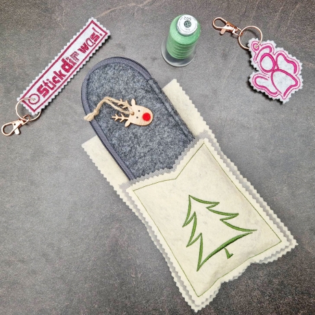 8x Stickdatei Bestecktasche Tanne ab 10x10cm stickdirwas