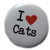 Button 25 mm mit Anstecknadel Spruch I love Cats