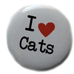 Button 50 mm mit Anstecknadel Spruch I love cats