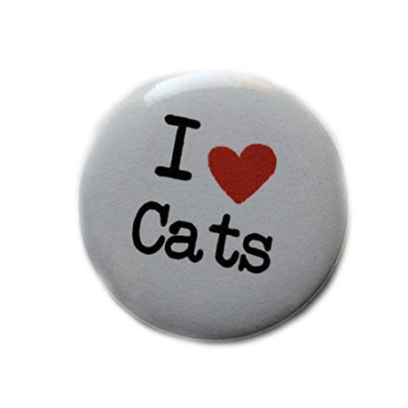 Button 50 mm mit Anstecknadel Spruch I love cats