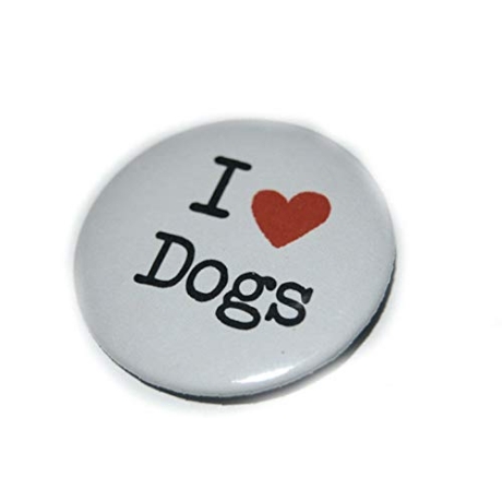 Button 25 mm mit Anstecknadel Spruch I love Dogs Hunde