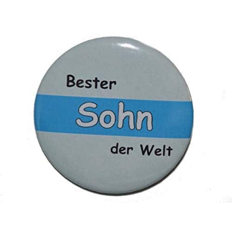 Button 50 mm mit Anstecknadel Spruch Bester Sohn