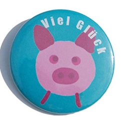 Button 50 mm mit Nadel Glücksbringer Glücksschwein Silvester