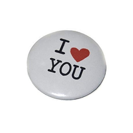 Button 50 mm mit Anstecknadel Spruch I love you