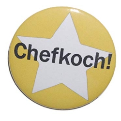 Button 50 mm mit Anstecknadel Spruch Chefkoch Koch Gourmet