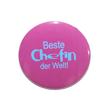 Button 50 mm mit Anstecknadel Spruch Beste Chefin der Welt