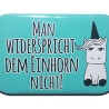 Button Rechteckig groß Spruch Einhorn Widersprechen