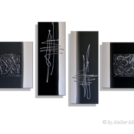 MK1 Art Bild Leinwand Abstrakt Kunst Malerei Acrylbild schwarz