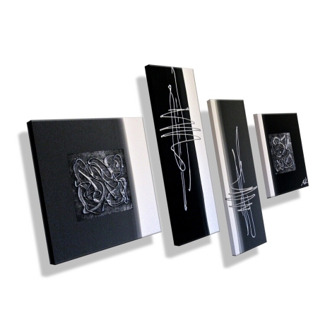 MK1 Art Bild Leinwand Abstrakt Kunst Malerei Acrylbild schwarz