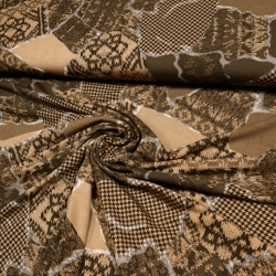 Stoff Viskose Jersey Patchwork Strickmuster braun beige camel