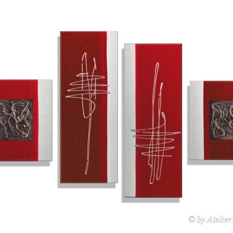 MK1 Art Bild Leinwand Abstrakt Kunst Malerei Acrylbild rot weiß