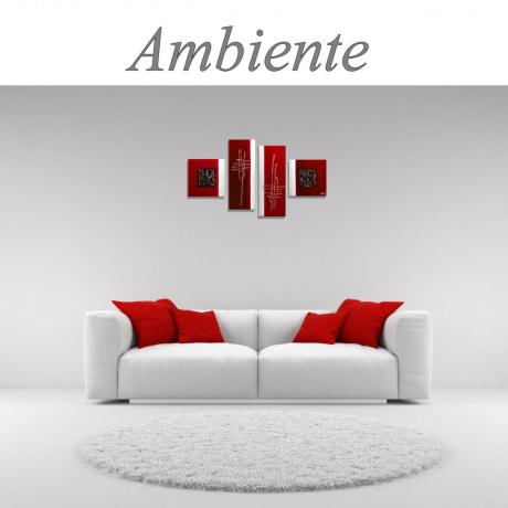 MK1 Art Bild Leinwand Abstrakt Kunst Malerei Acrylbild rot weiß