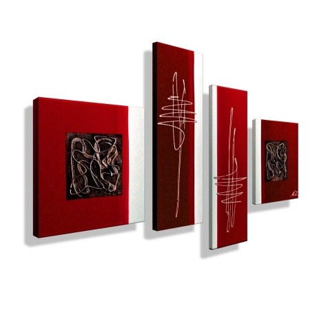 MK1 Art Bild Leinwand Abstrakt Kunst Malerei Acrylbild rot weiß