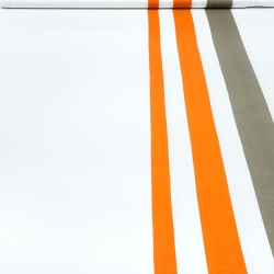 Stoff Viskose Jersey Borden Blockstreifen orange taupé weiß