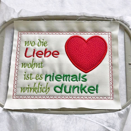 4x Stickdatei Mugrug und Text -Wo die Liebe wohnt- Stickdirwas