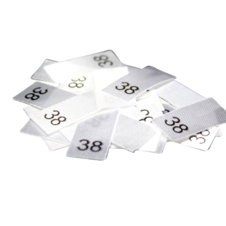 25 Größenetiketten von Größe 34 bis 54 wählbar