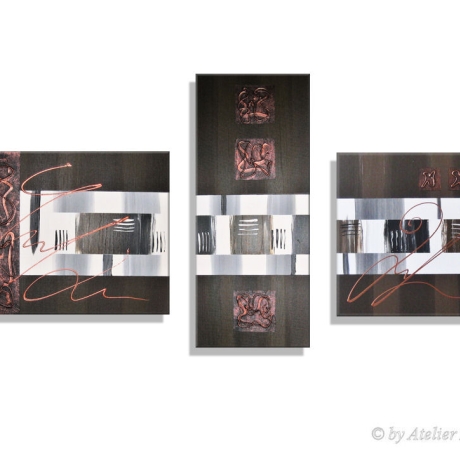 MK1 Art Bild Leinwand Abstrakt Kunst Malerei Acrylbild braun