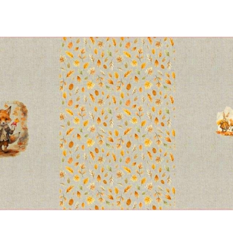 Stoff Baumwolle French Terry Panel 78x140cm Herbst Hasen Fuchs