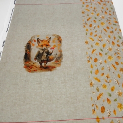 Stoff Baumwolle French Terry Panel 78x140cm Herbst Hasen Fuchs