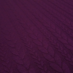 Stoff Zopfstrick Jacquard Zopfmuster Jersey uni beere