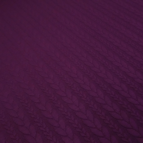 Stoff Zopfstrick Jacquard Zopfmuster Jersey uni beere