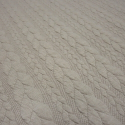 Stoff Zopfstrick Jacquard Zopfmuster Jersey uni natur beige