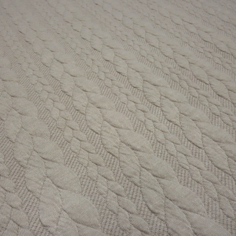 Stoff Zopfstrick Jacquard Zopfmuster Jersey uni natur beige