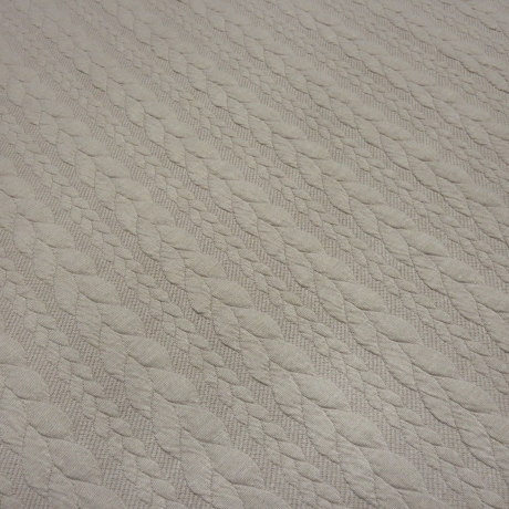 Stoff Zopfstrick Jacquard Zopfmuster Jersey uni natur beige