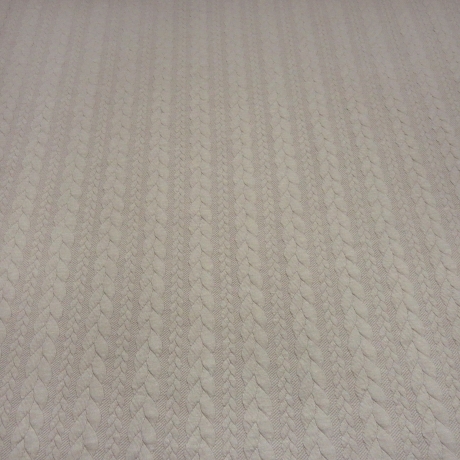 Stoff Zopfstrick Jacquard Zopfmuster Jersey uni natur beige