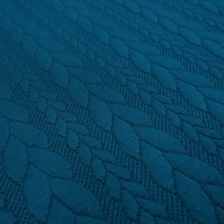 Stoff Zopfstrick Jacquard Zopfmuster Jersey uni petrol