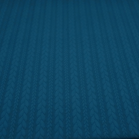 Stoff Zopfstrick Jacquard Zopfmuster Jersey uni petrol