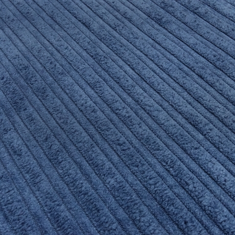 Stoff Cord mit Faux Fellabseite jeans blau Breitcord Jackenstoff