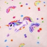 Stoff Baumwolle Jersey Einhörner Regenbogen Blüten zart rosa bunt