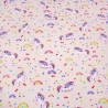 Stoff Baumwolle Jersey Einhörner Regenbogen Blüten zart rosa bunt