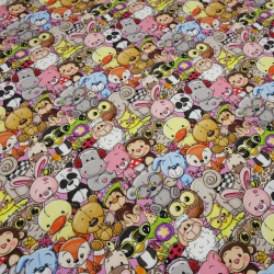 Stoff Baumwolle French Terry Crazy Animals Tiere multicolor bunt