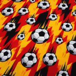 Stoff Baumwolle Jersey Fußball Soccer schwarz rot gold weiß