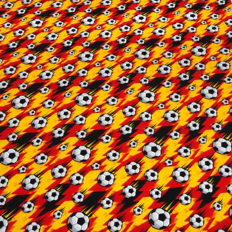 Stoff Baumwolle Jersey Fußball Soccer schwarz rot gold weiß